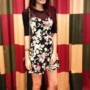 Forever 21 Floral Dress Black Mesh